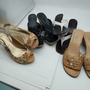 Size 6 women's sandals heels bundle slingback wedge kitten heels wardrobe builde